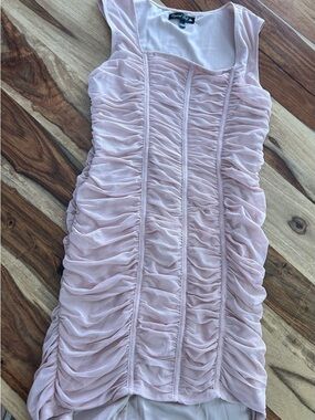 Crystal Doll Blush Pink Ruched with silver glitter sparkles Dress
